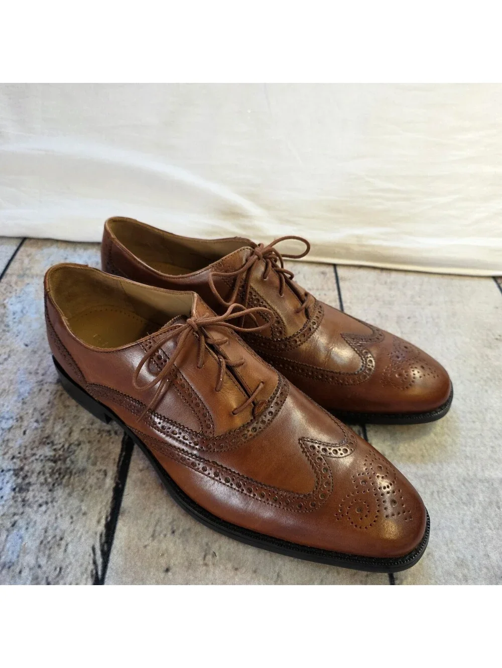Cole Haan Shoes Williams British Tan Leather Wingtip Oxford Dress Size 12 Mens